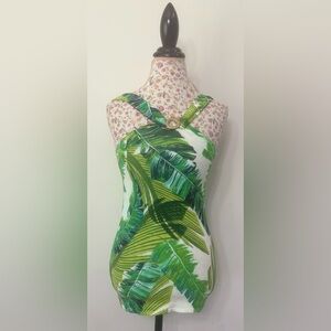 Caché Tropical Leaf Print Bodycon Dress – Size Small